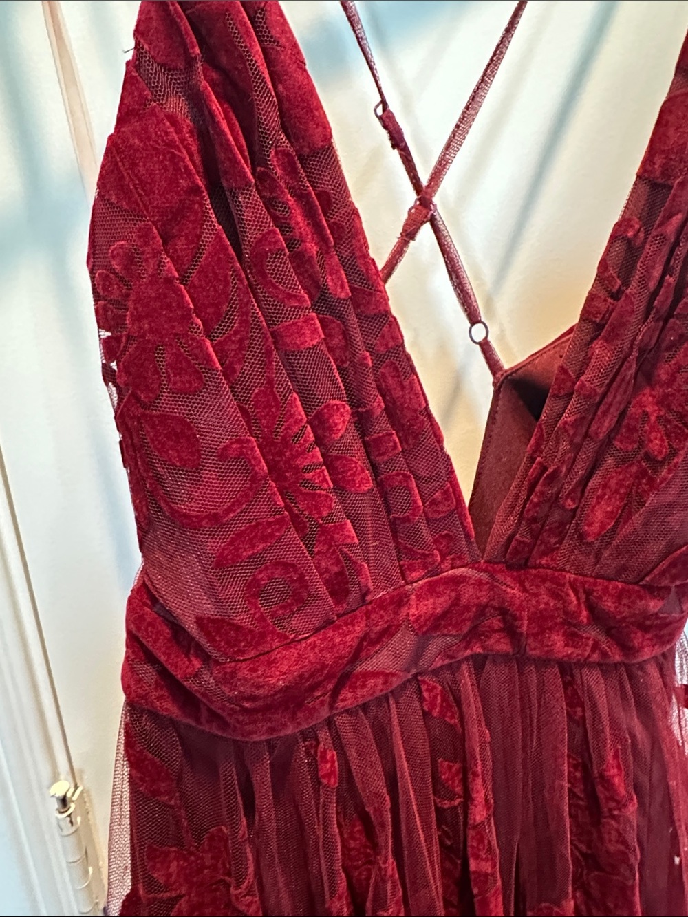 Windsor Burgundy Lace-Textured Dress